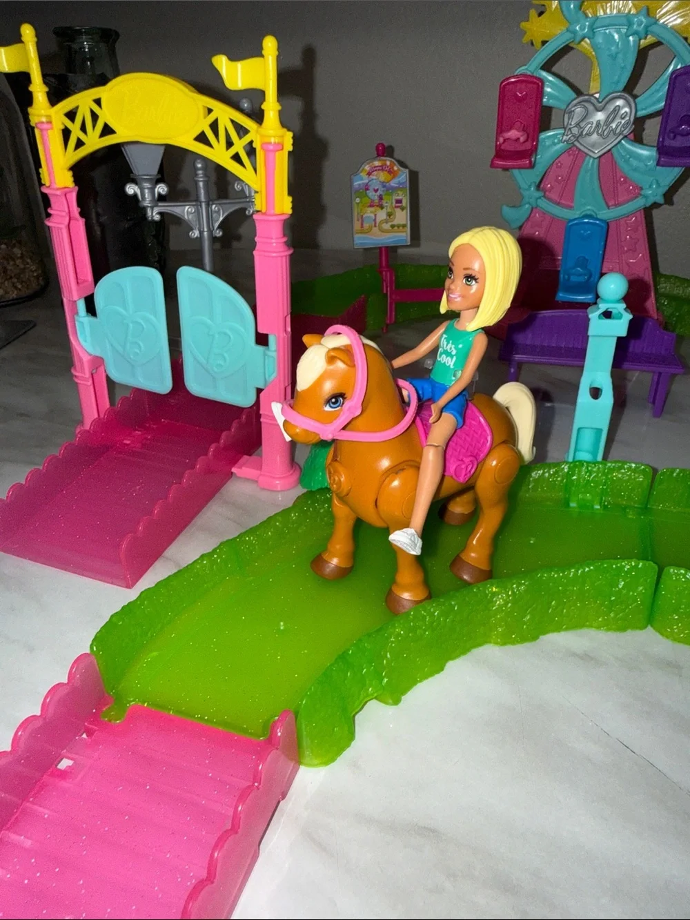Barbie on the Go Carnival Track Playset White Pony & Figure